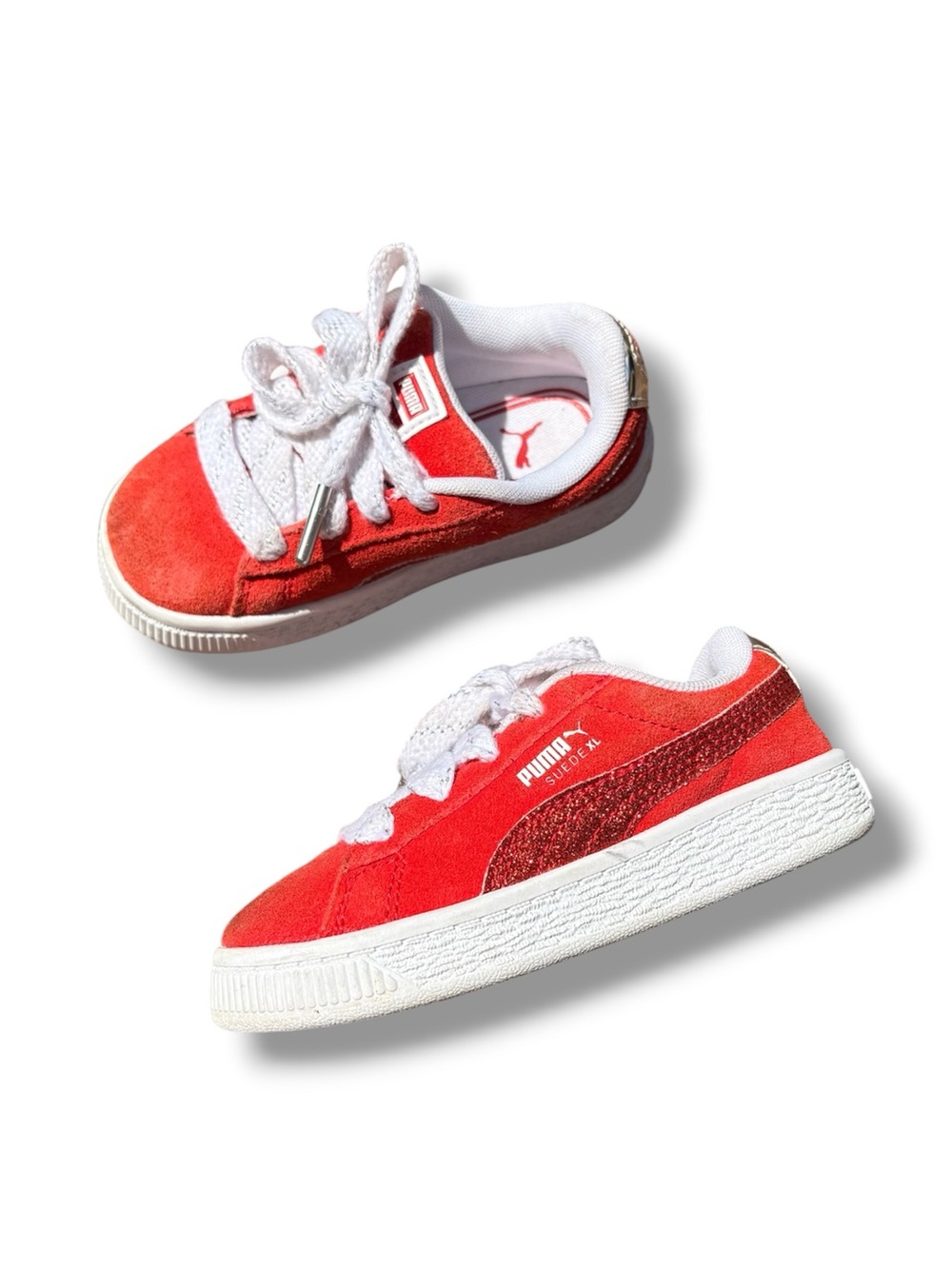Puma Suede XL Holiday Glitz Toddler Sneakers – Red – Size 8C